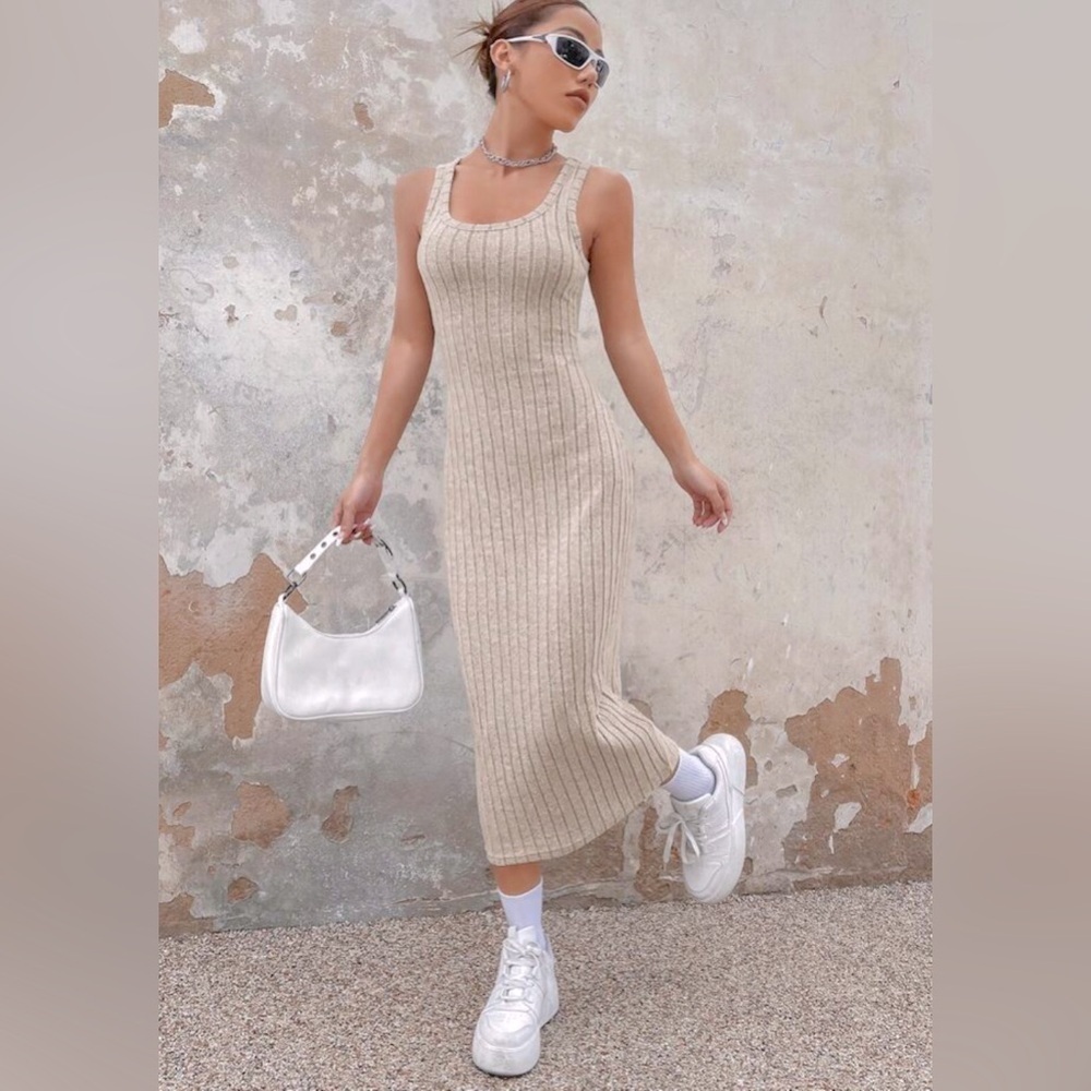 Super soft minimalist medium bodycon dress long
